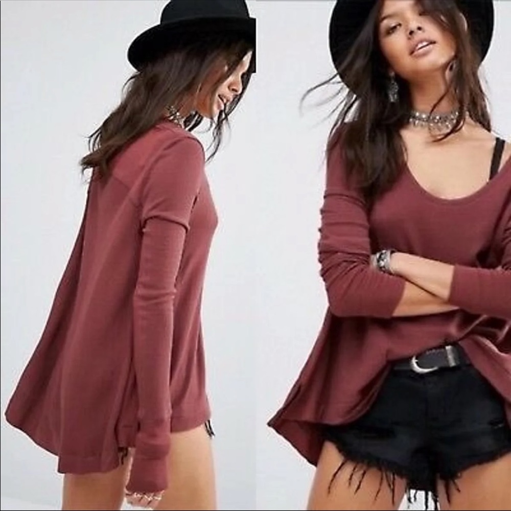 Free People • Malibu fig flowy thermal top S